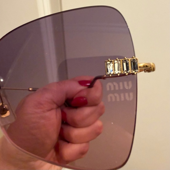 Miu Miu Gold Gradient Sunglasses with Pink Lenses - Picture 10 of 11